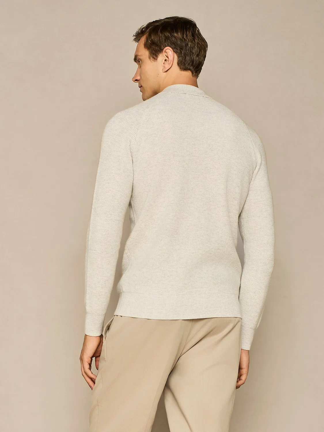 Paul Taylor polo costa inglese misto lana grigio chiaro manica lunga