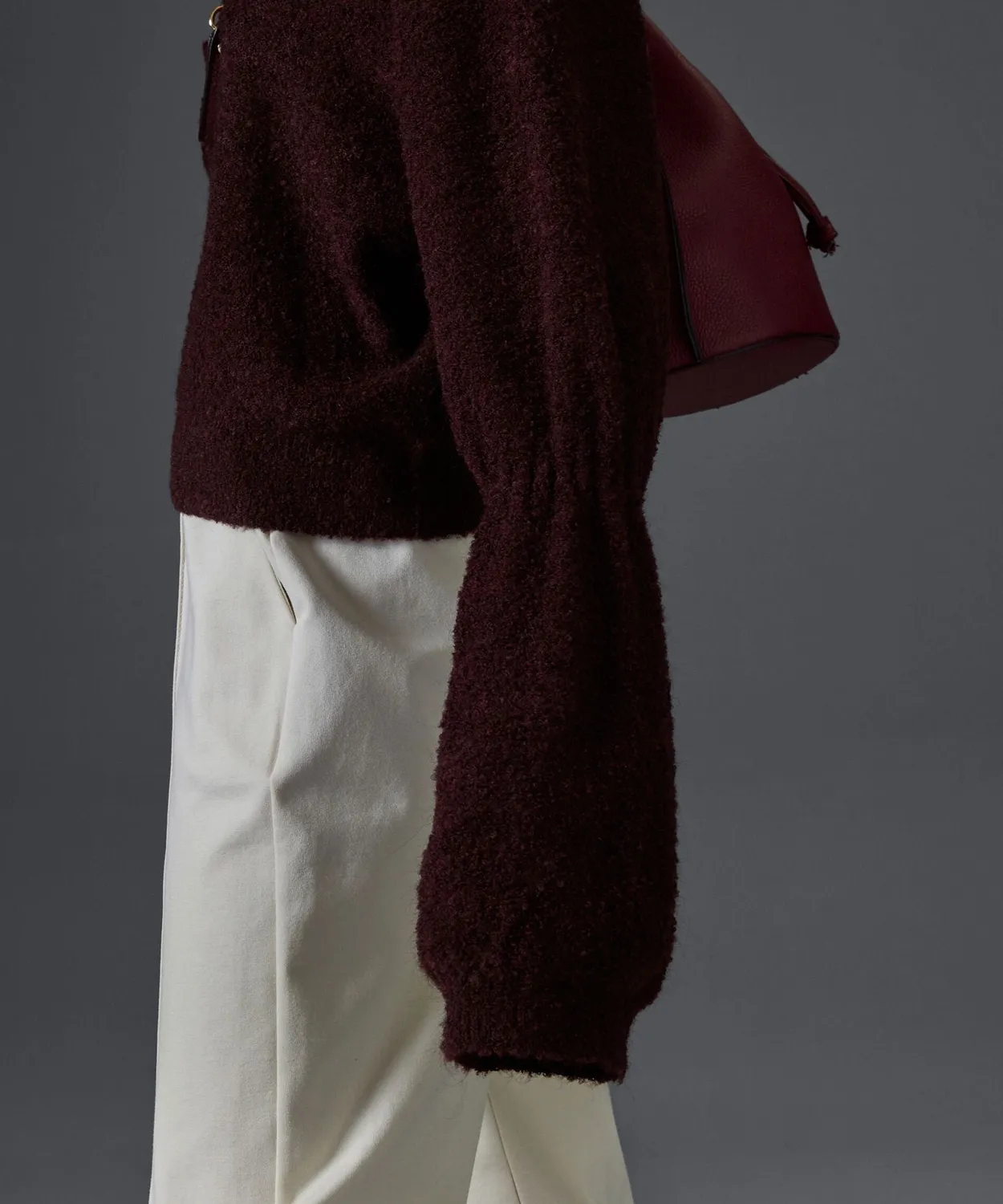 Rodier Maglia Corta Collo Alto Bordeaux Maniche Sbuffo