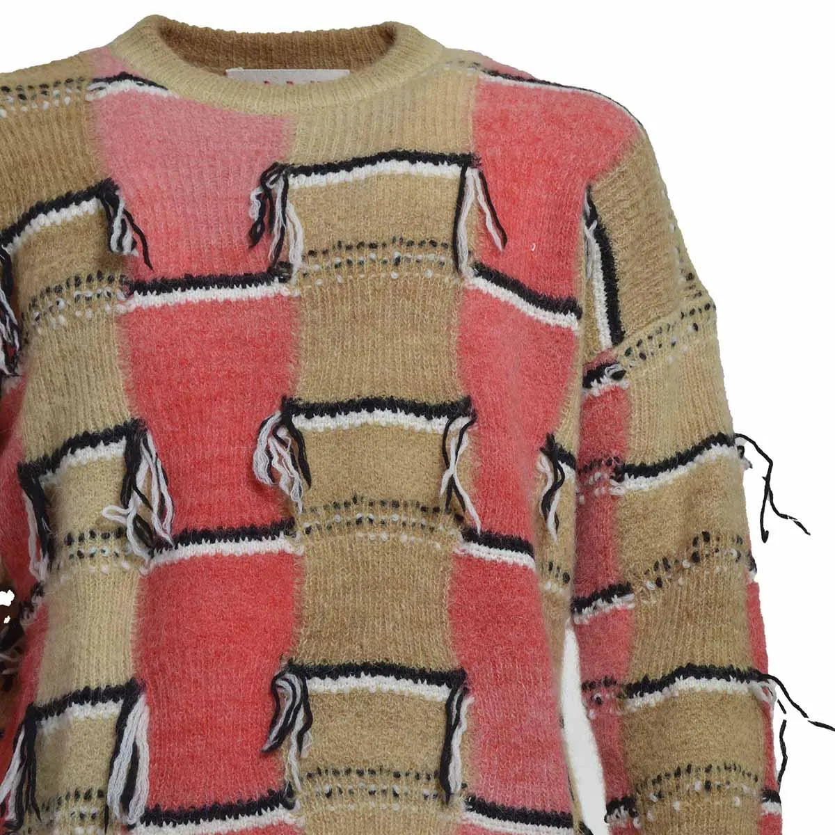 Marni maglia mohair multicolore motivo intarsio 42