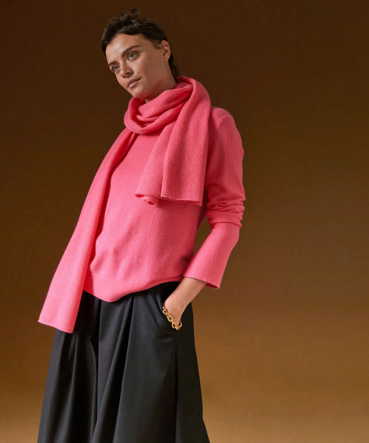 Rodier Maglione Girocollo Cashmere Corallo Donna 2 Fili