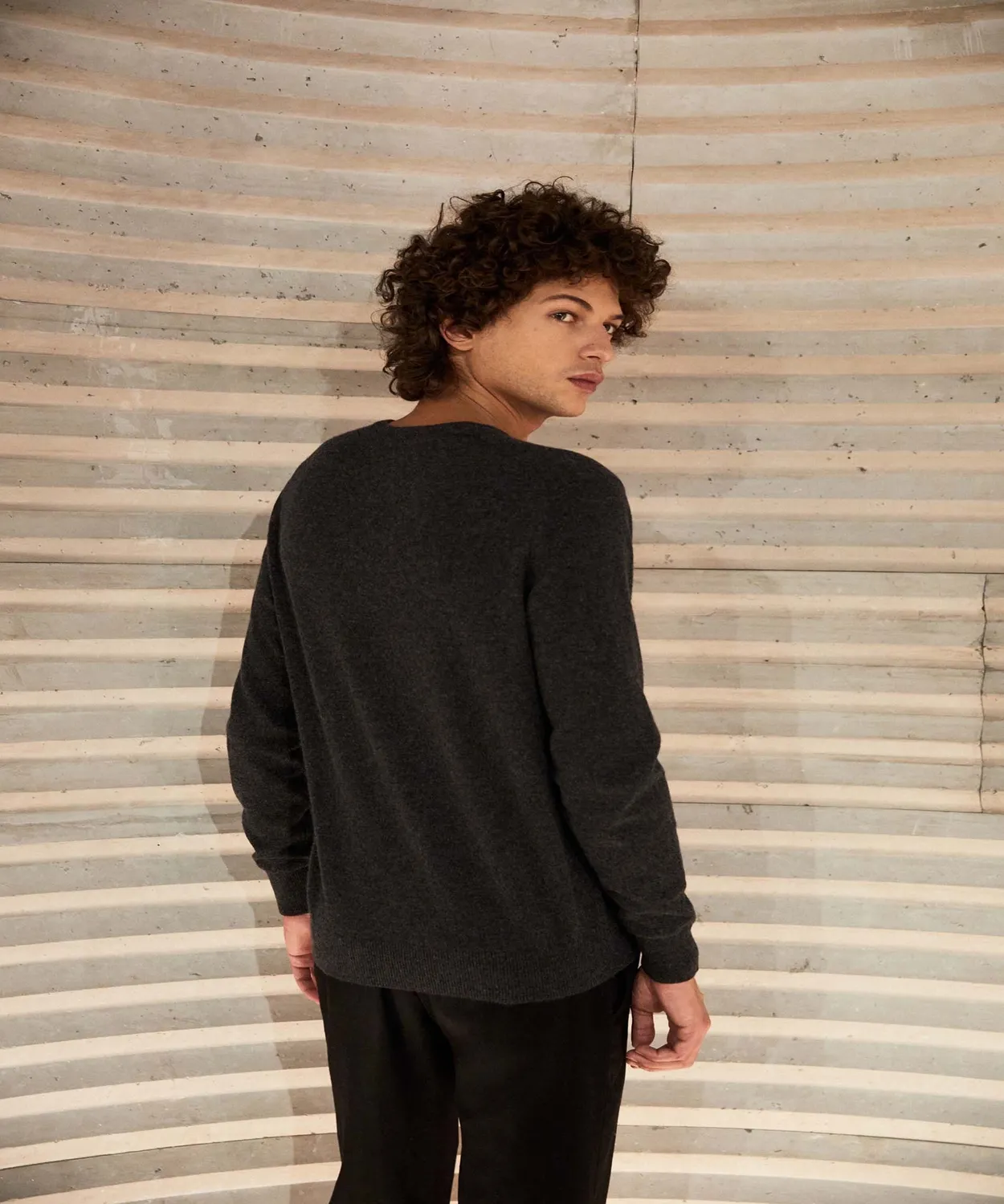 Rodier maglia scollo V cashmere grigio antracite uomo