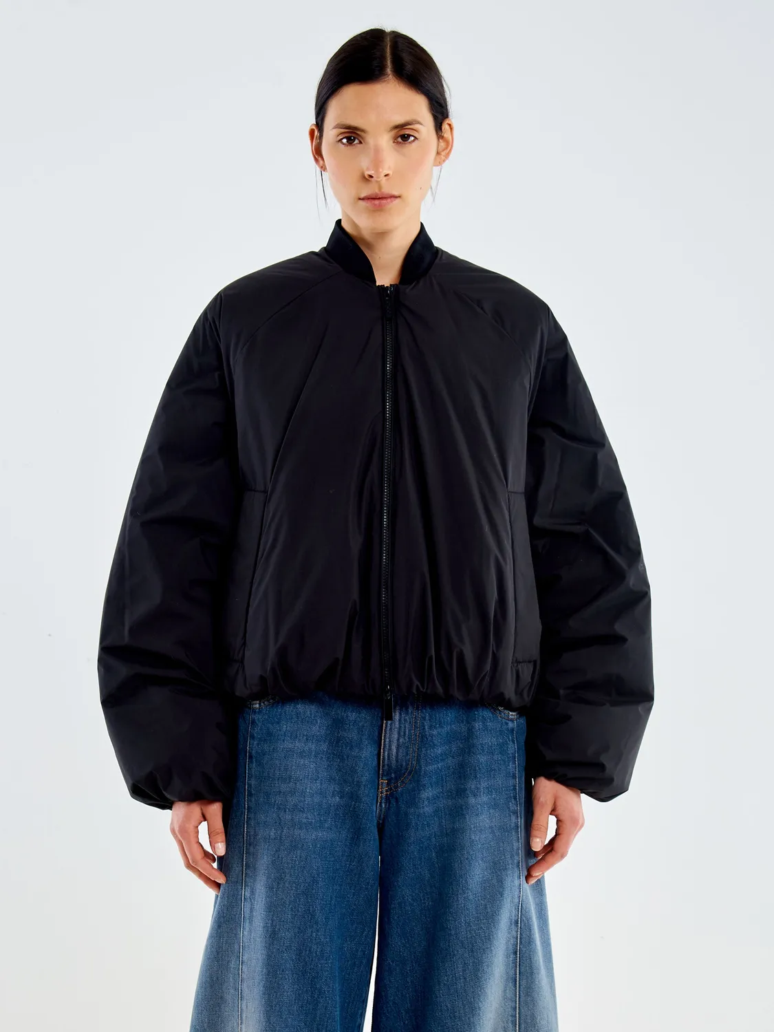 Vicolo Bomber Corto giacca nero misto lana
