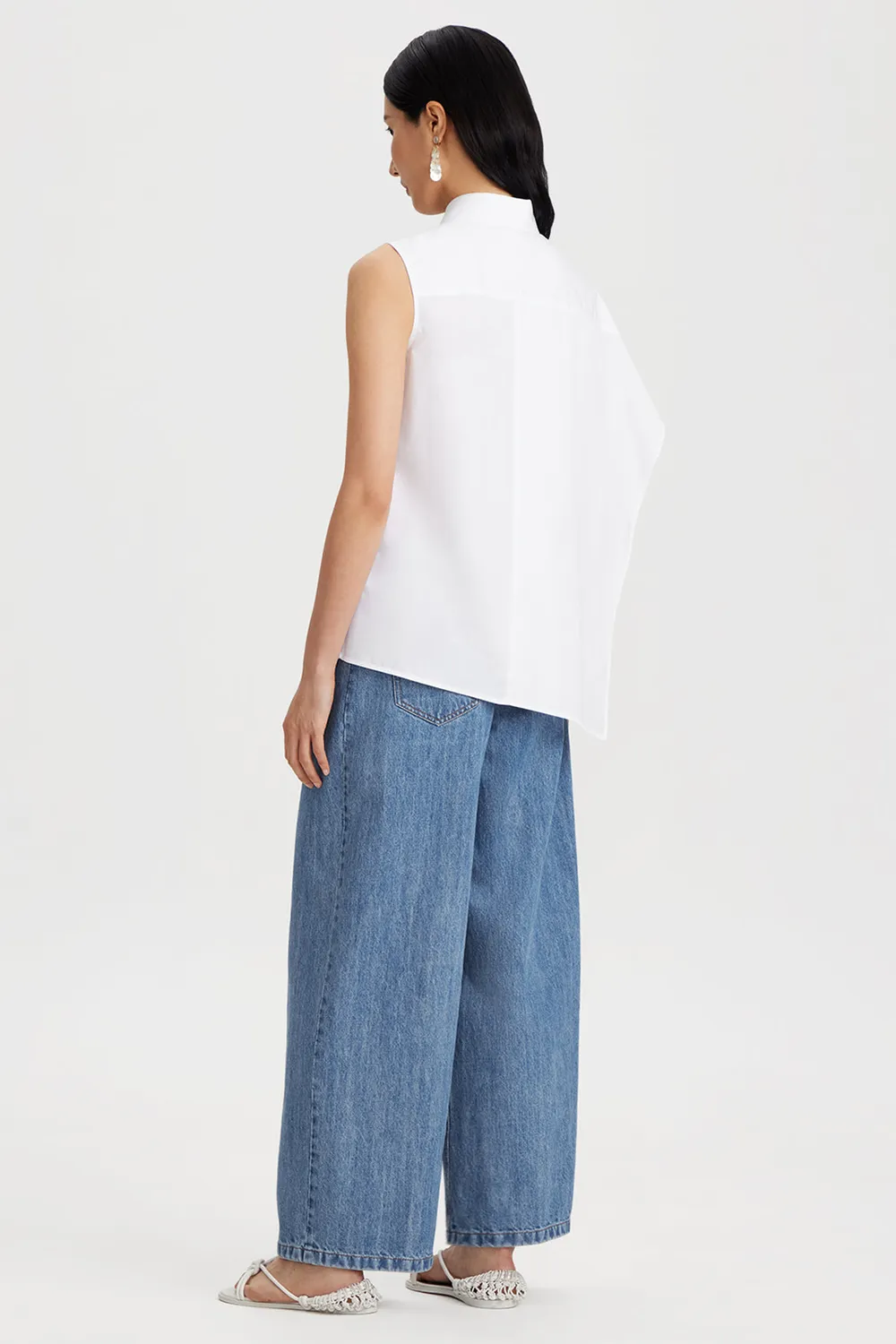 PORTS 1961 Cape Overlay camicia bianco ottico smanicata