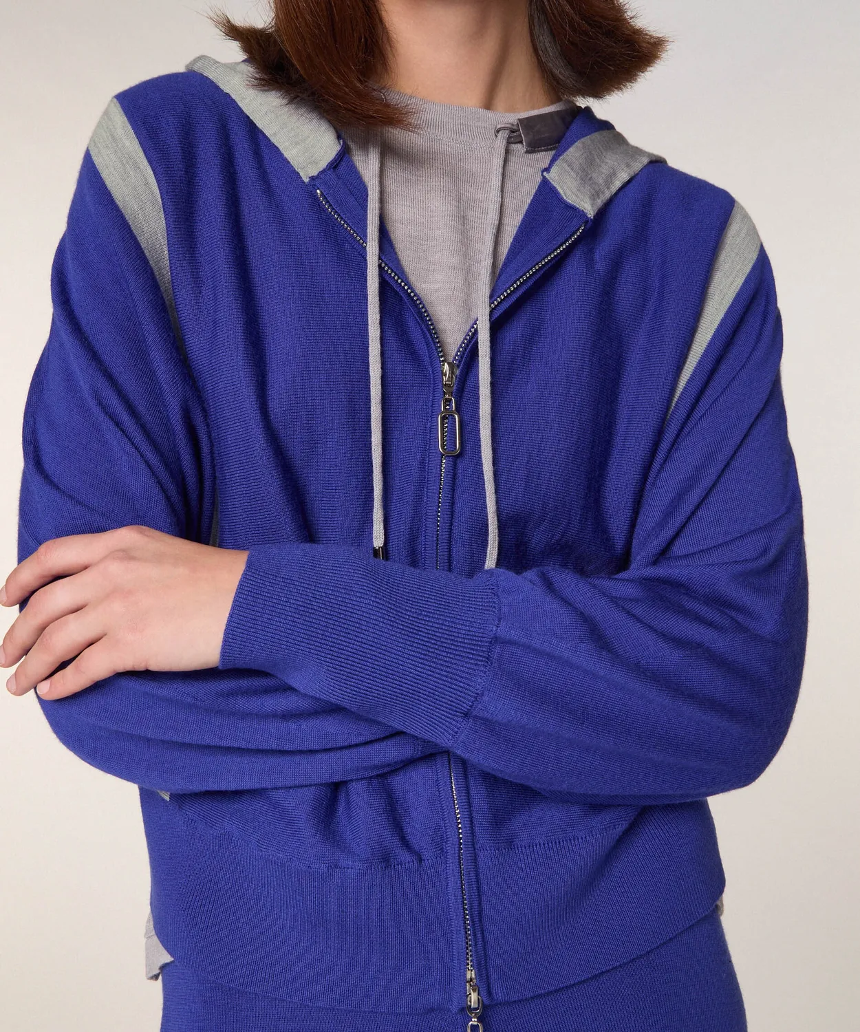 Rodier Gilet cappuccio merino Blu Oltremare taglia L