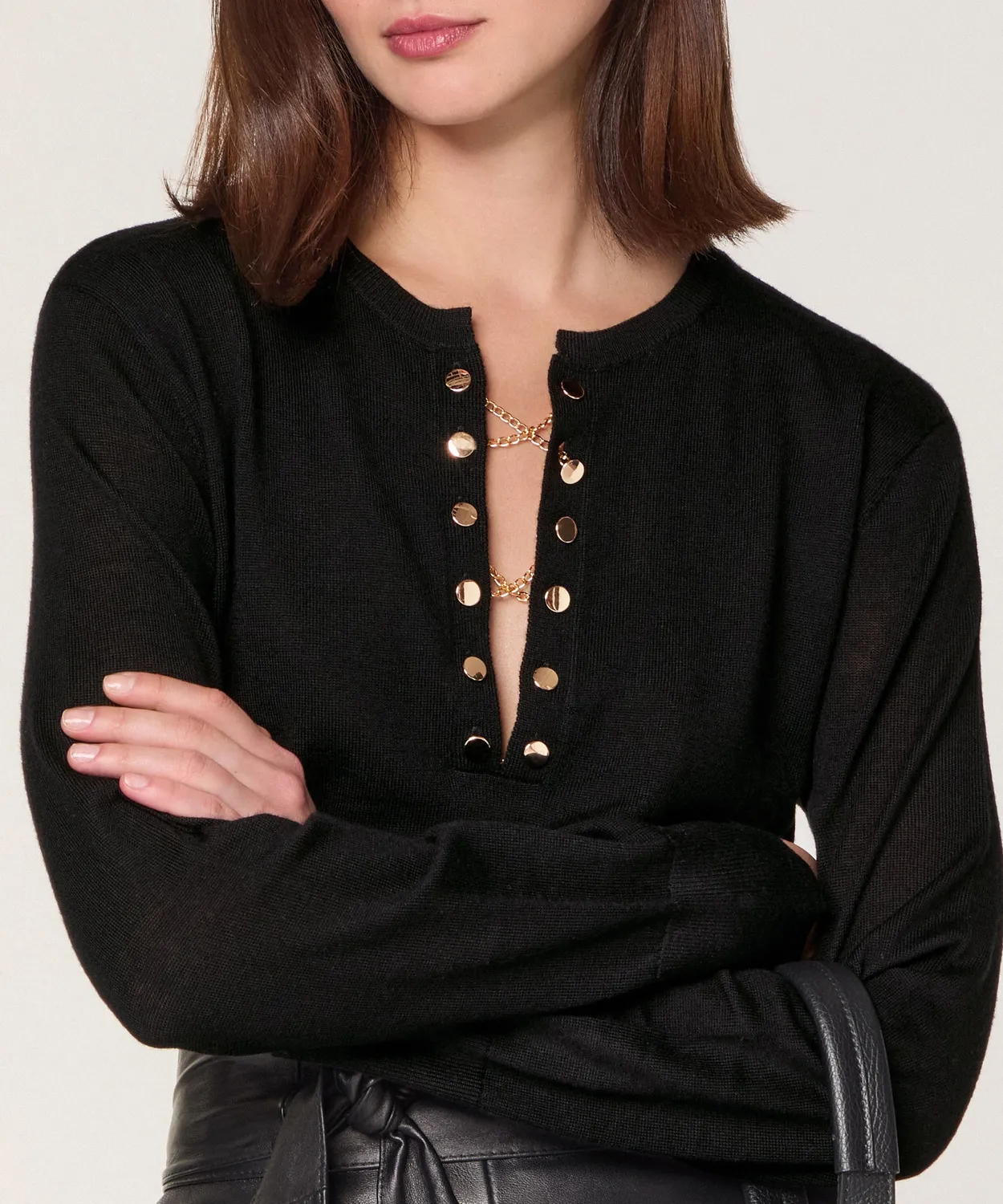 Rodier Maglione Collo Tunisino Lana Merino Nero