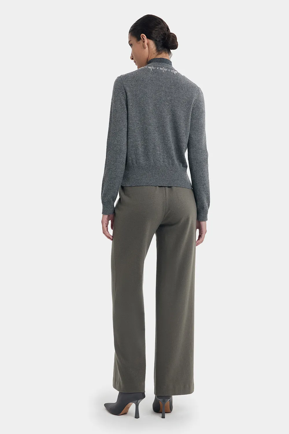 PORTS Crystal Snowflake cardigan grigio cashmere