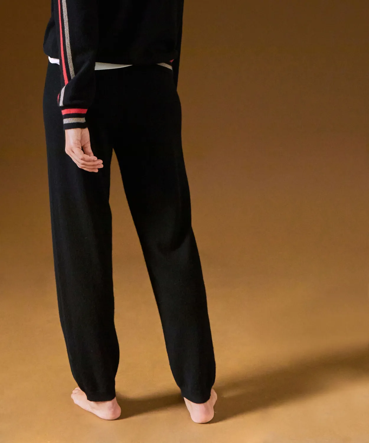 Rodier pantaloni dritti cashmere nero coulisse