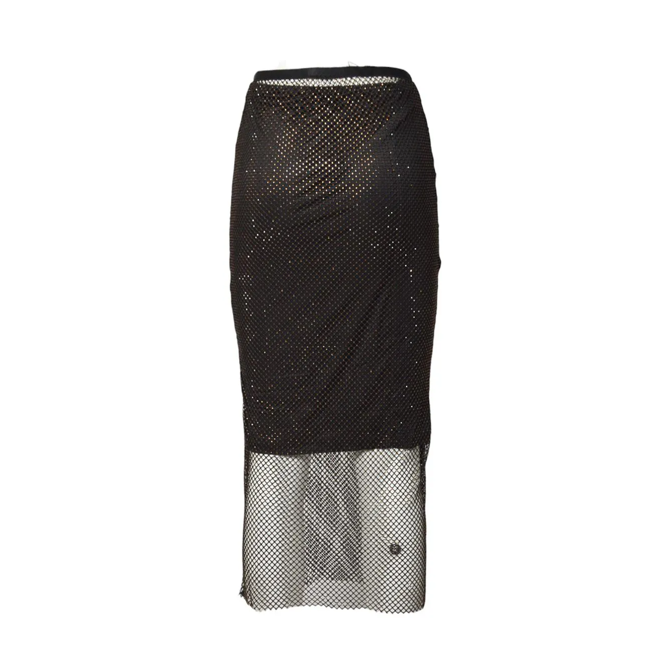 Sportmax 2522776021600 gonna nera in rete con sottogonna