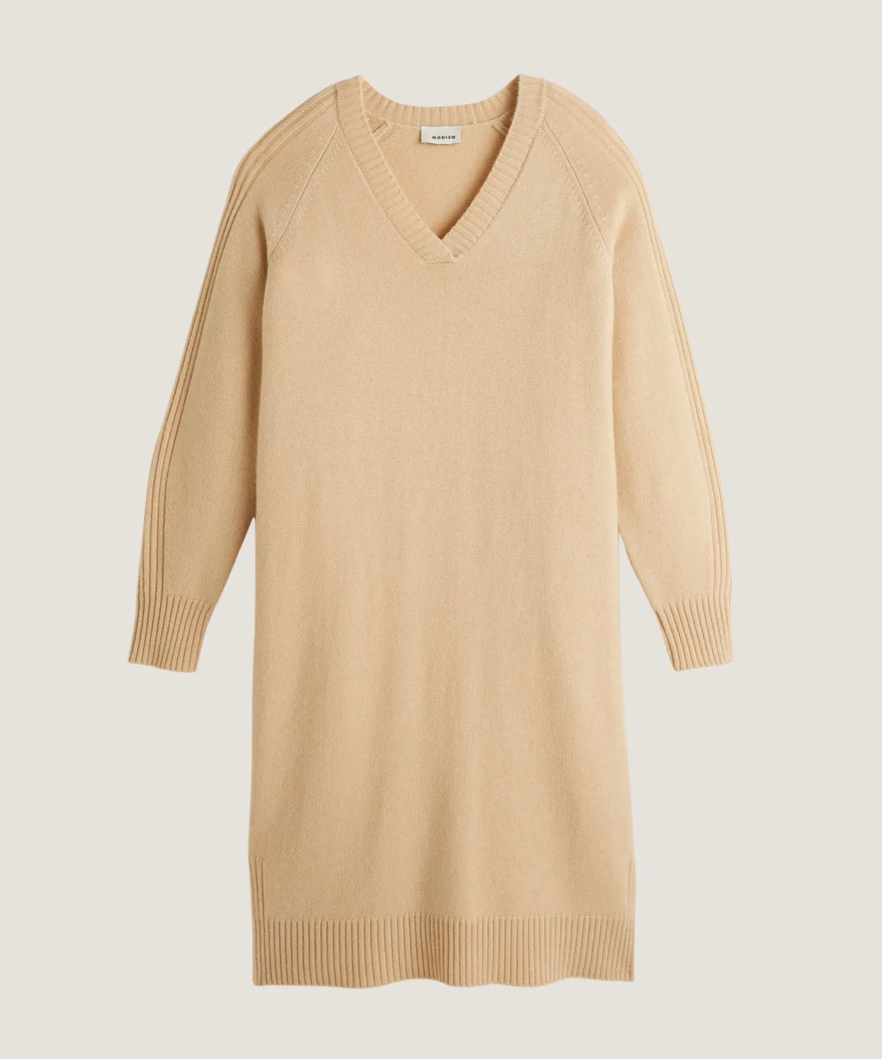 Rodier abito midi cashmere beige marl scollo a V