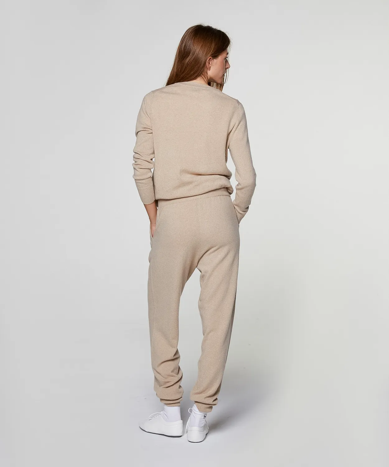 Rodier Jogging Pantaloni cashmere beige caviglia
