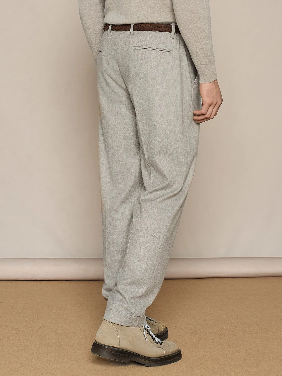 Paul Taylor pantalone wide fit flanella beige