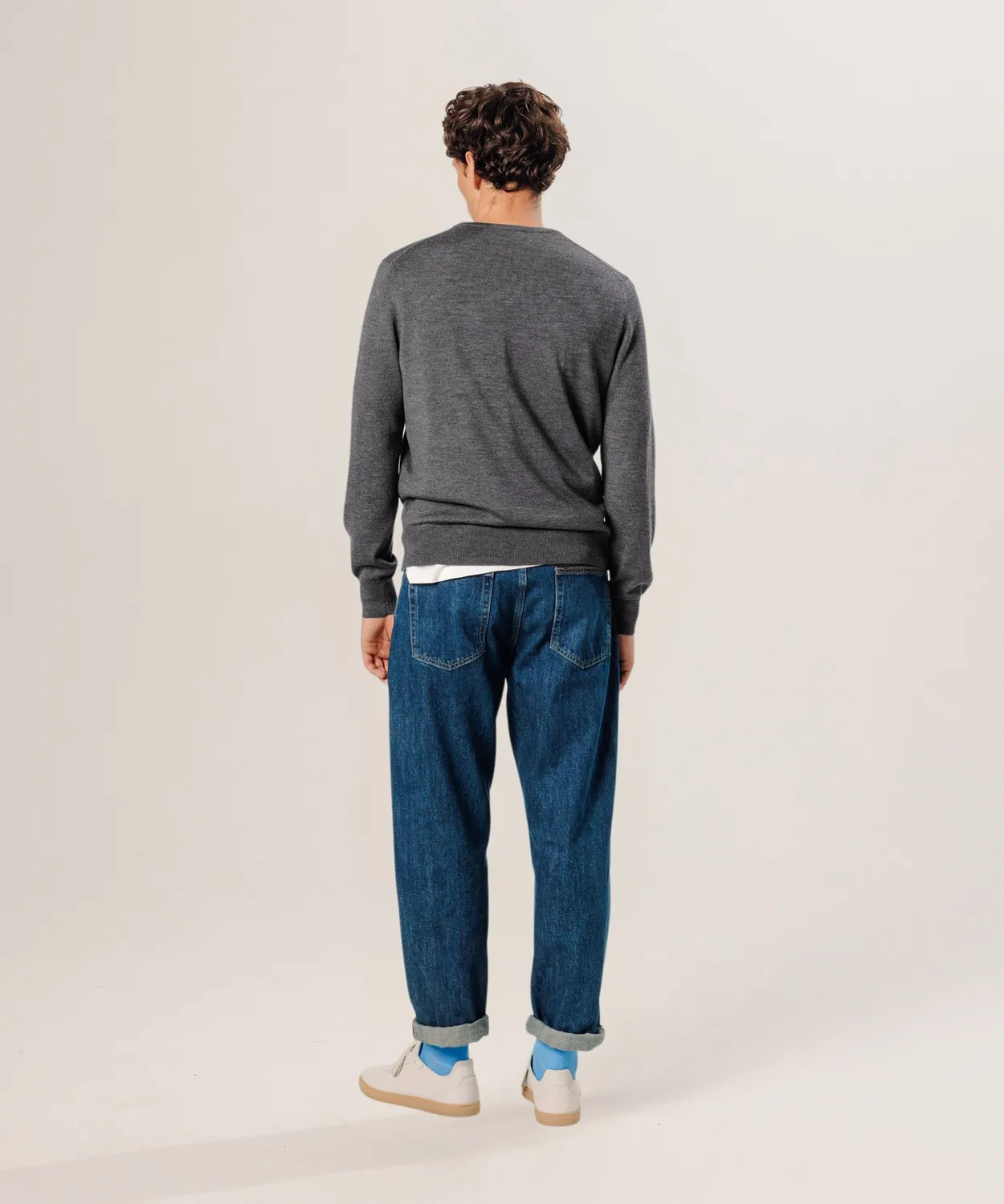 Rodier Maglione uomo merino girocollo grigio scuro