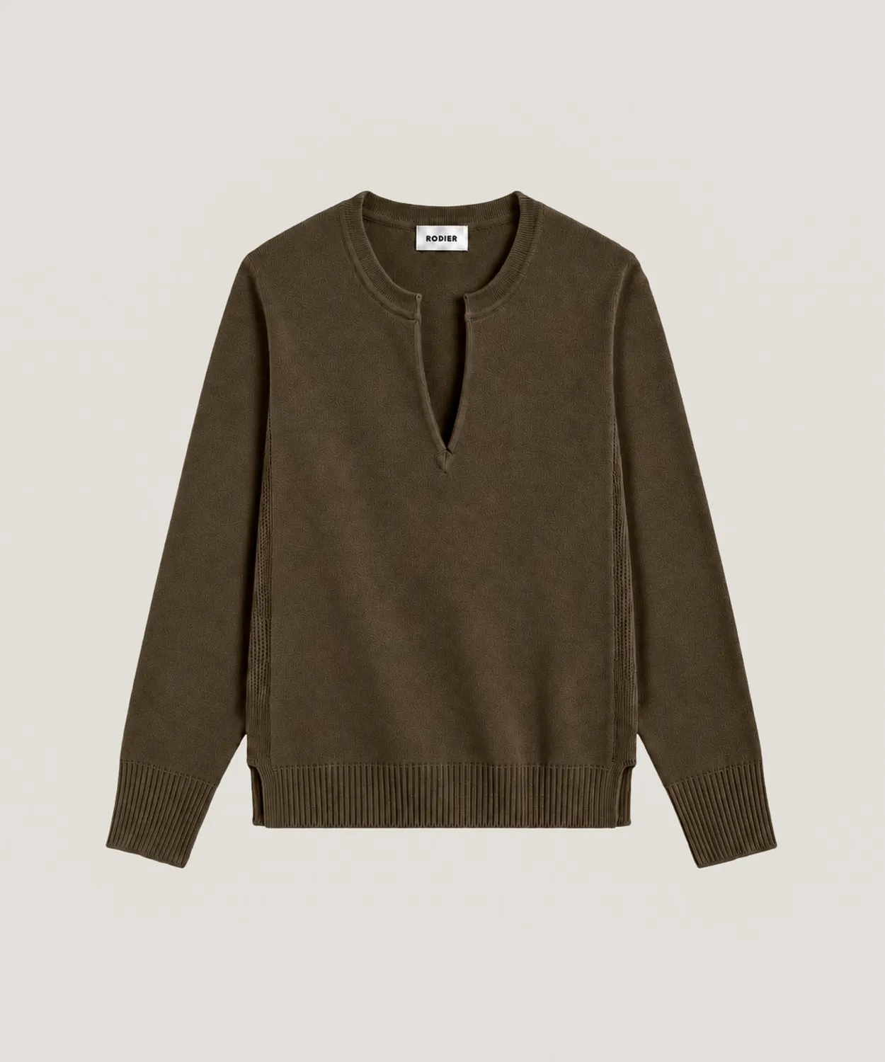 Rodier maglione cachemire donna collo tunisino kaki