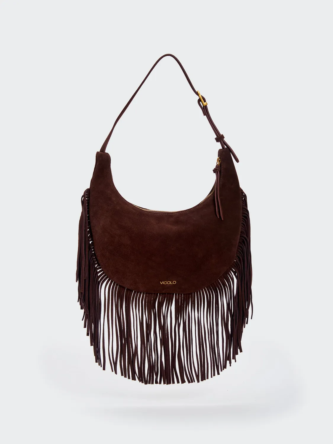 Vicolo Calida Hobo borsa a spalla moka in pelle con frange