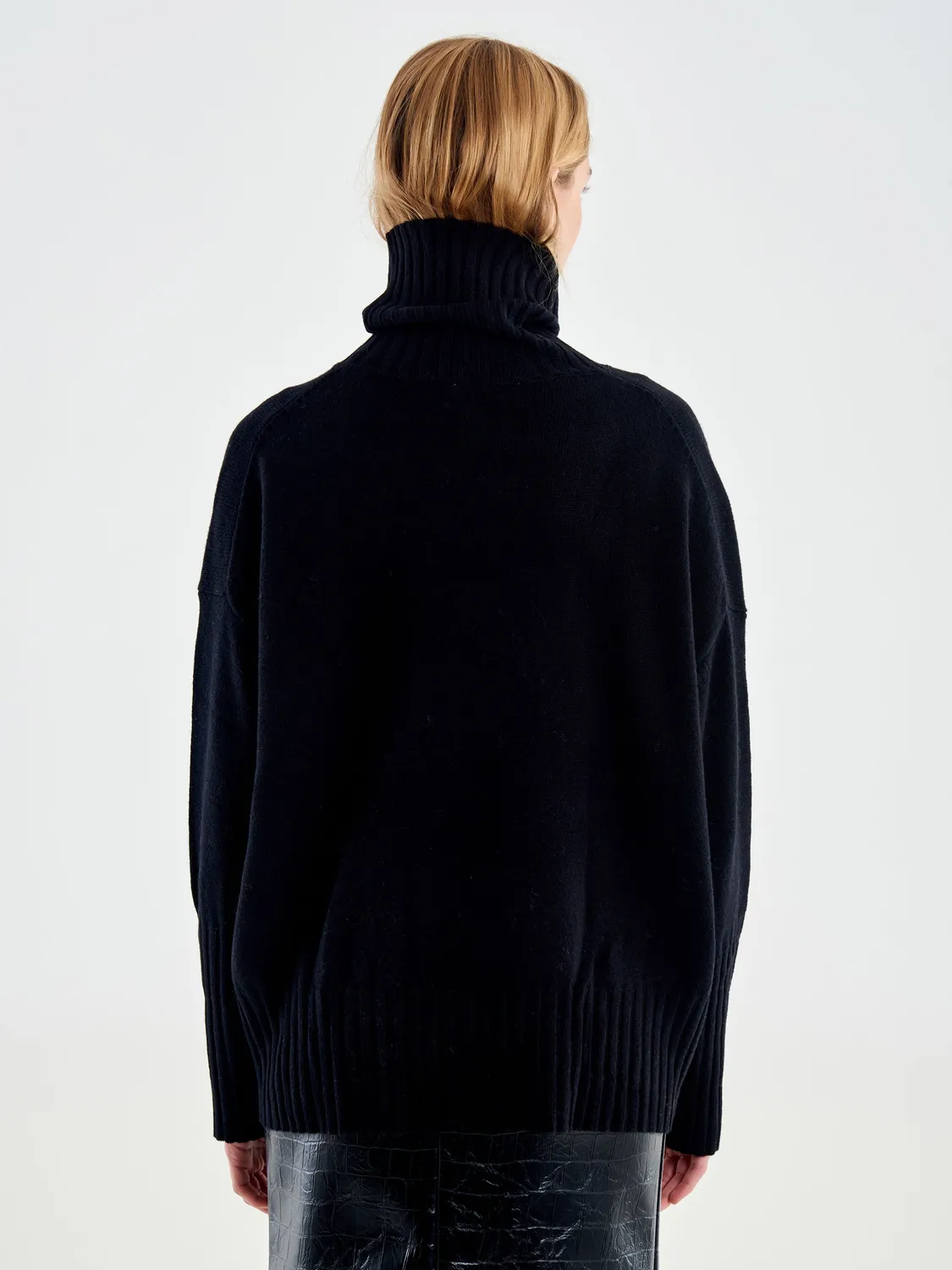 Vicolo Pull Dolcevita maglia nera taglia unica 100% lana
