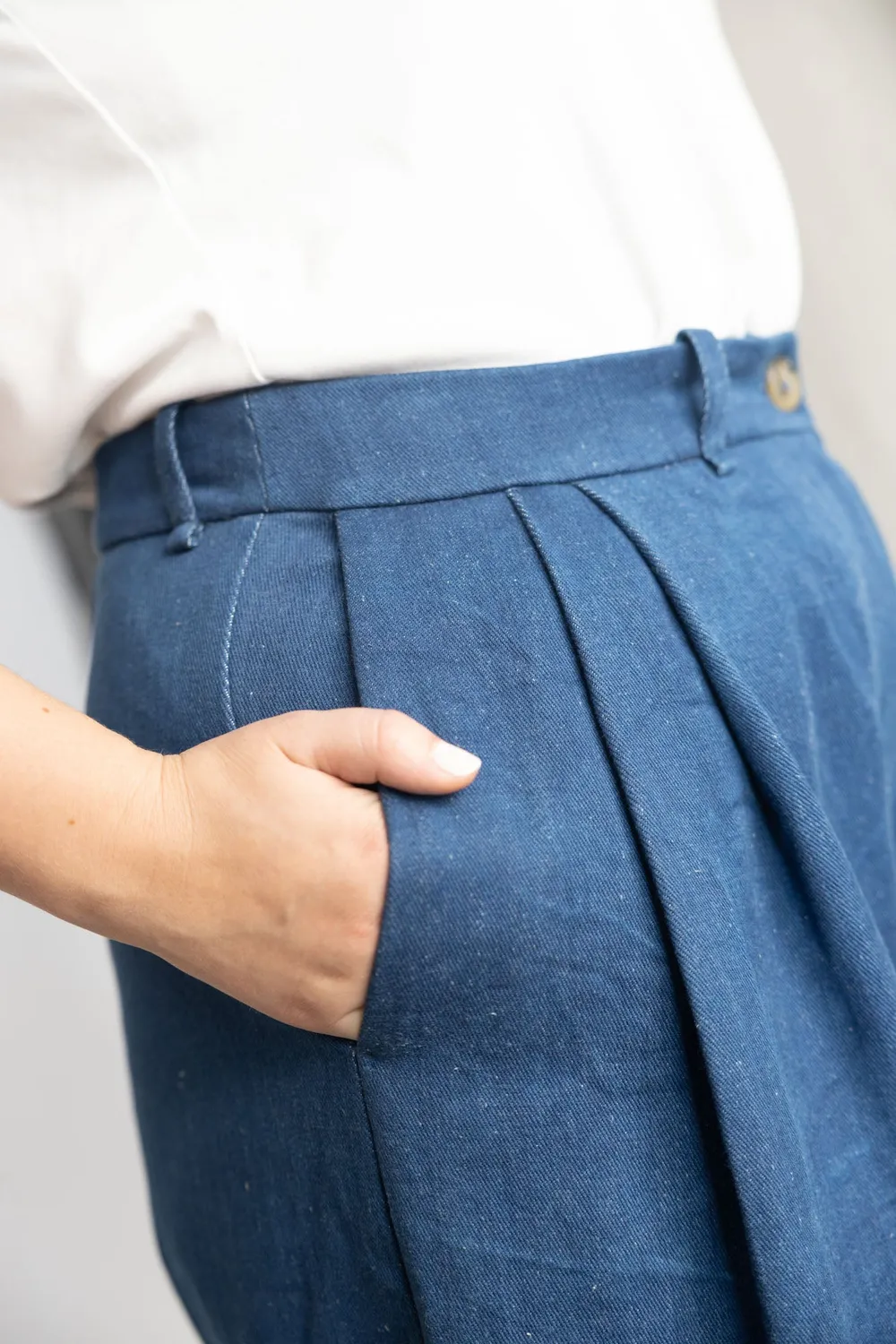 Jyoti Awasi culotte denim cotone vita media