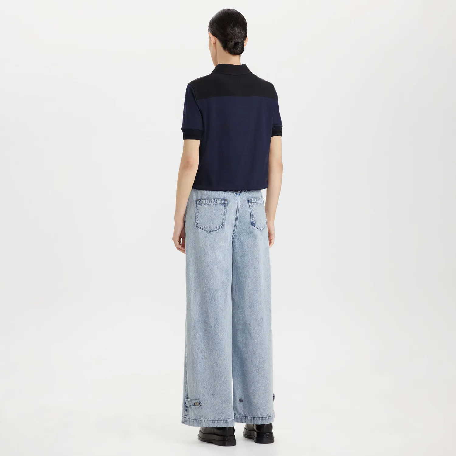 Ports Cotton Jersey Polo Top polo navy cotone