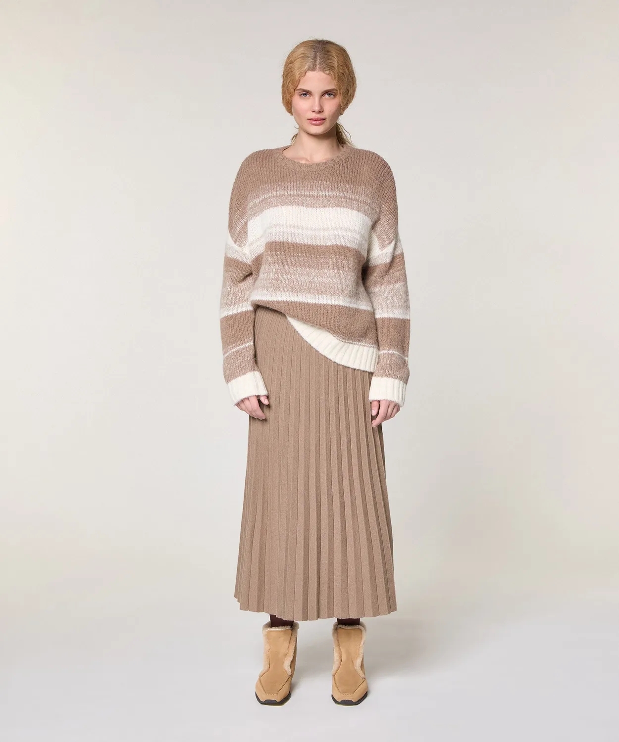 Rodier maglione alpaca righe tortora oversize