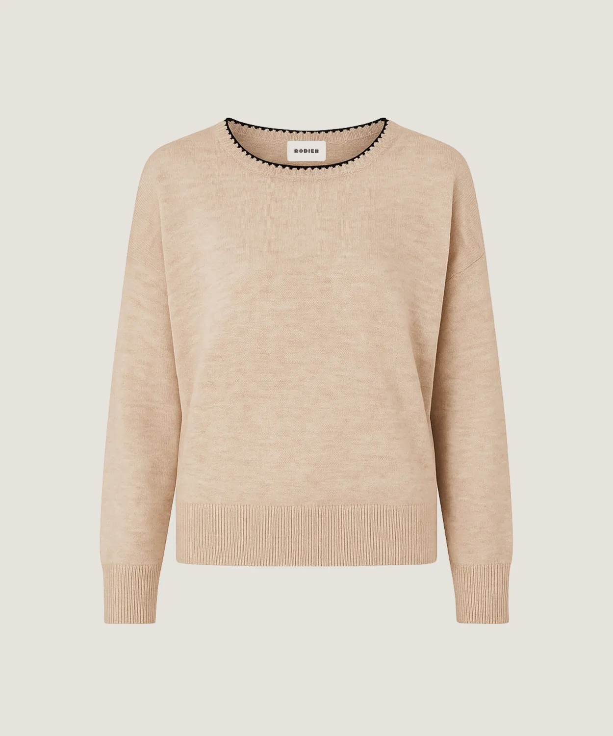 Rodier maglione girocollo maglia fine beige