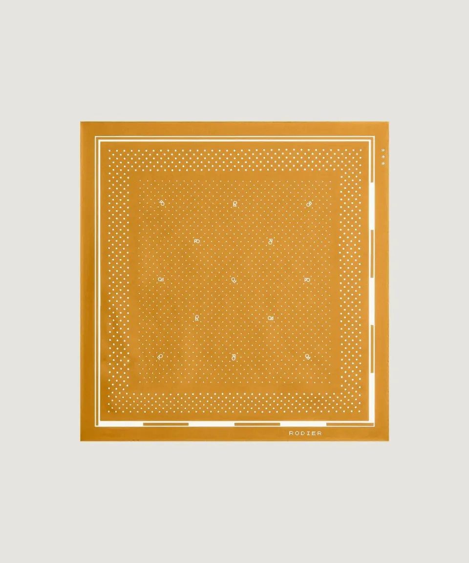 Rodier Bandana Foulard Seta Ocre Pois 53x53