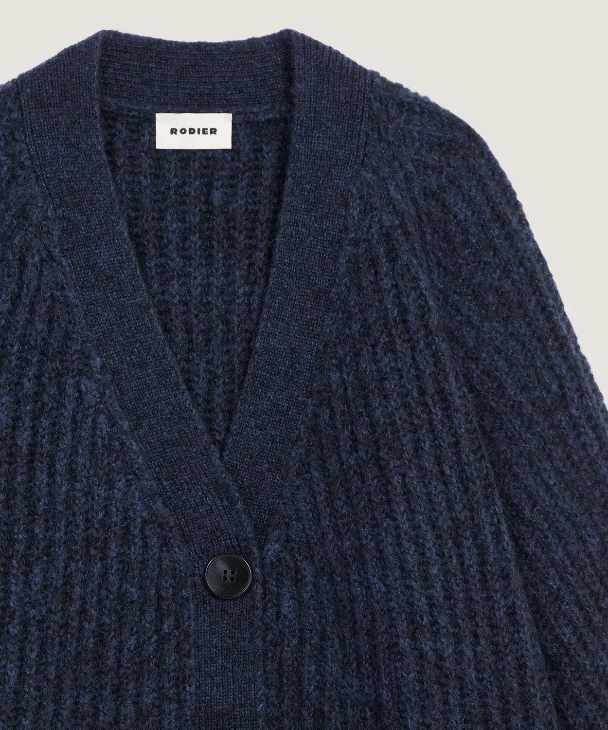 Rodier cardigan oversize maglia grossa blu navy scollo V