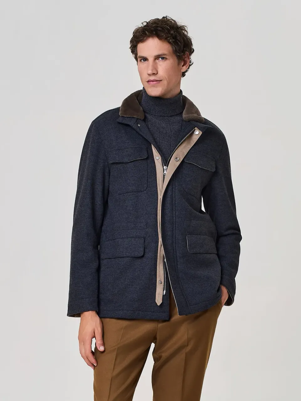 Paul Taylor Field Jacket Misto Lana Ecopelliccia Grigio
