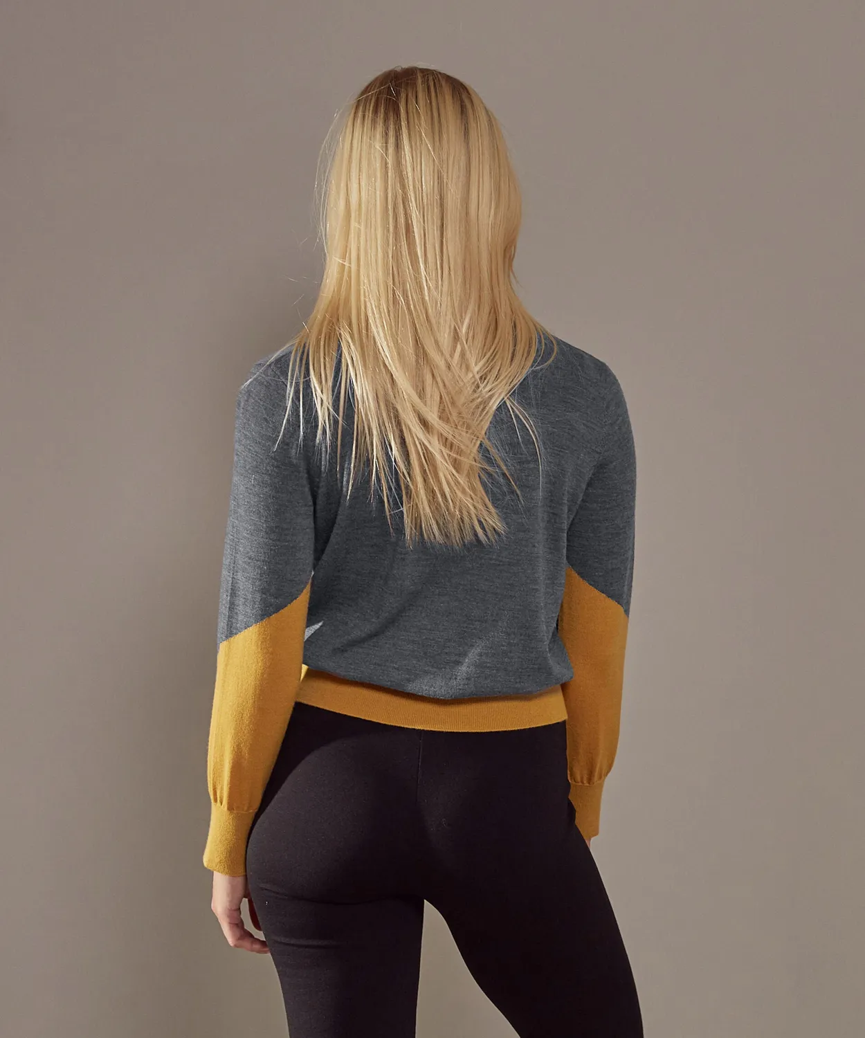 Rodier maglia girocollo bicolore merino grigio medio