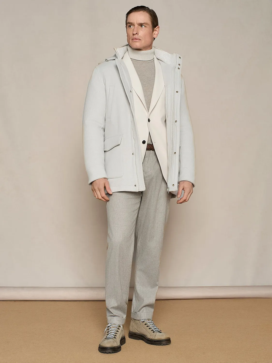 Paul Taylor pantalone wide fit flanella beige