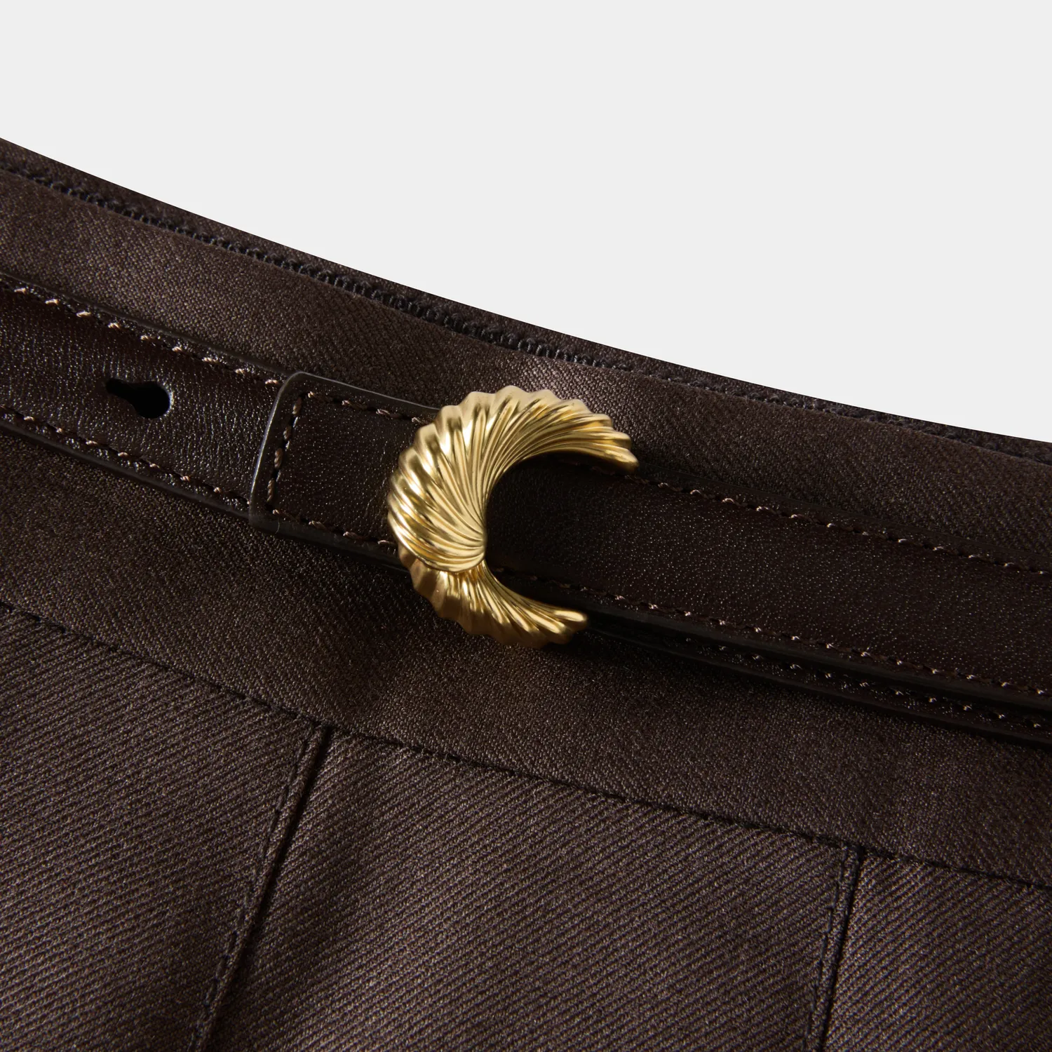 Ports FW25 Pleated Belt Skirt gonna plissettata marrone