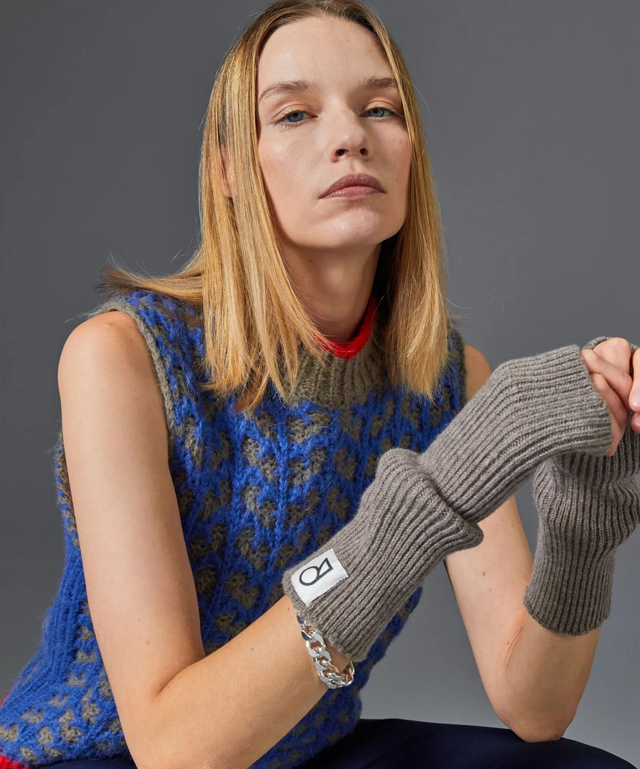 Rodier maglia jacquard senza maniche blu oltremare