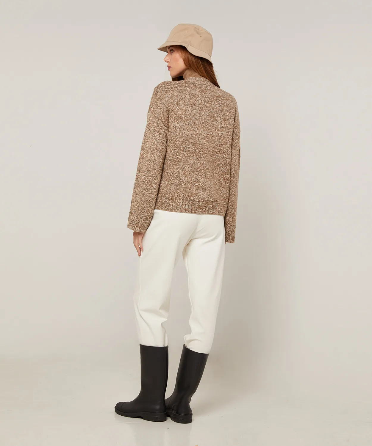 Rodier cardigan corto mélange marrone bottoni
