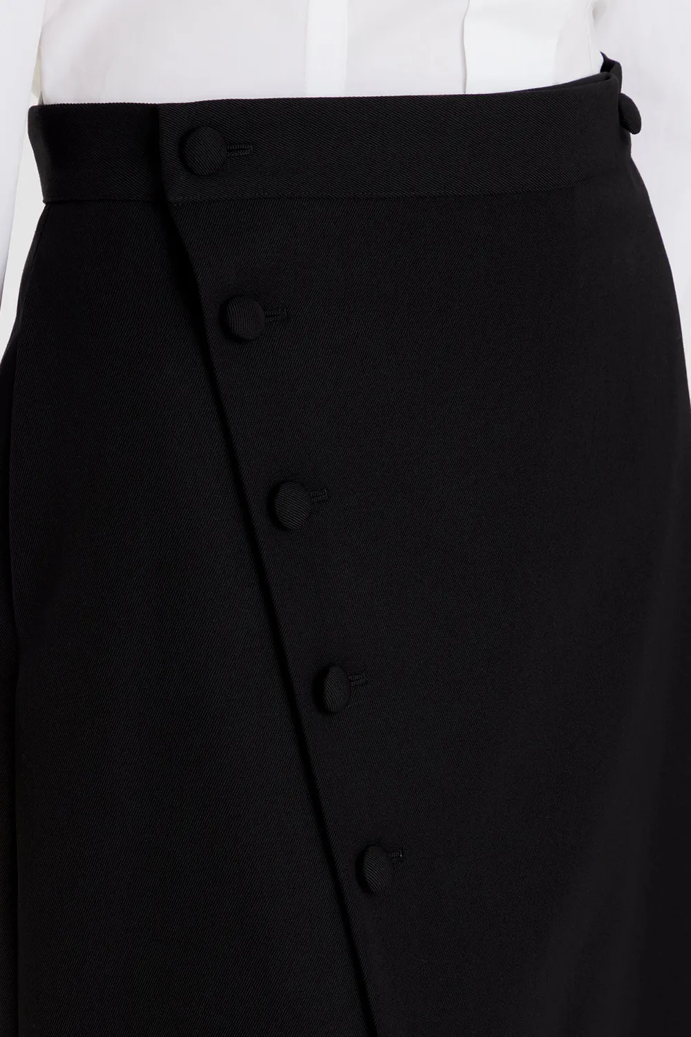 Ports Wool Buttoned Wrap Gonna Midi Nera Lana