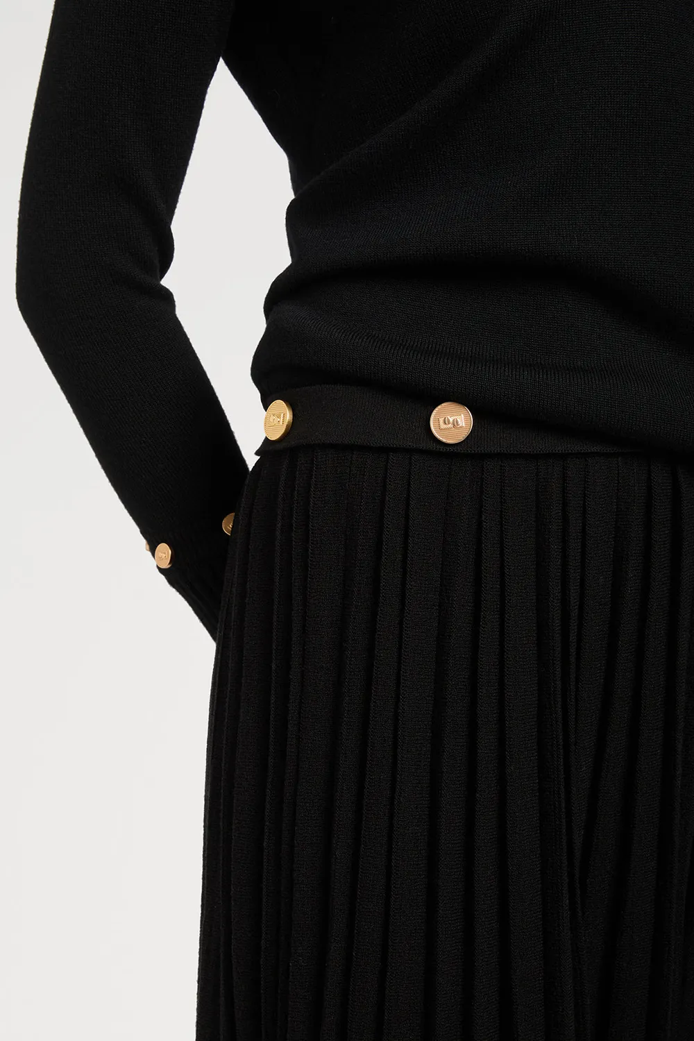 PORTS 1961 gonna knit nera 999-Black bottoni oro