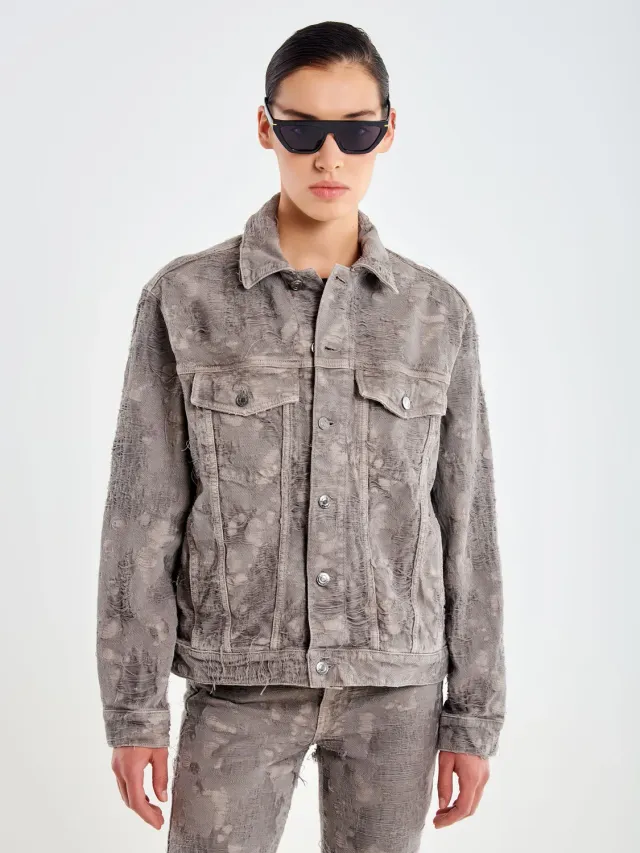 Vicolo Giacca denim sfilacciato grigio taglia M