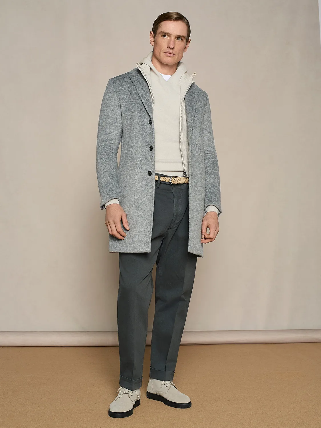 Paul Taylor Felpa Cappuccio Misto Cashmere Burro