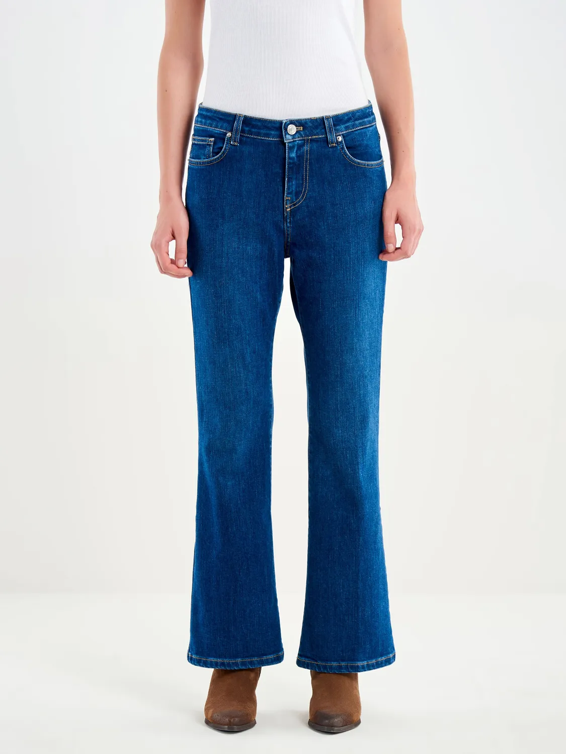 VICOLO Gisele Boot Cut jeans flare blu vita media elasticizzato