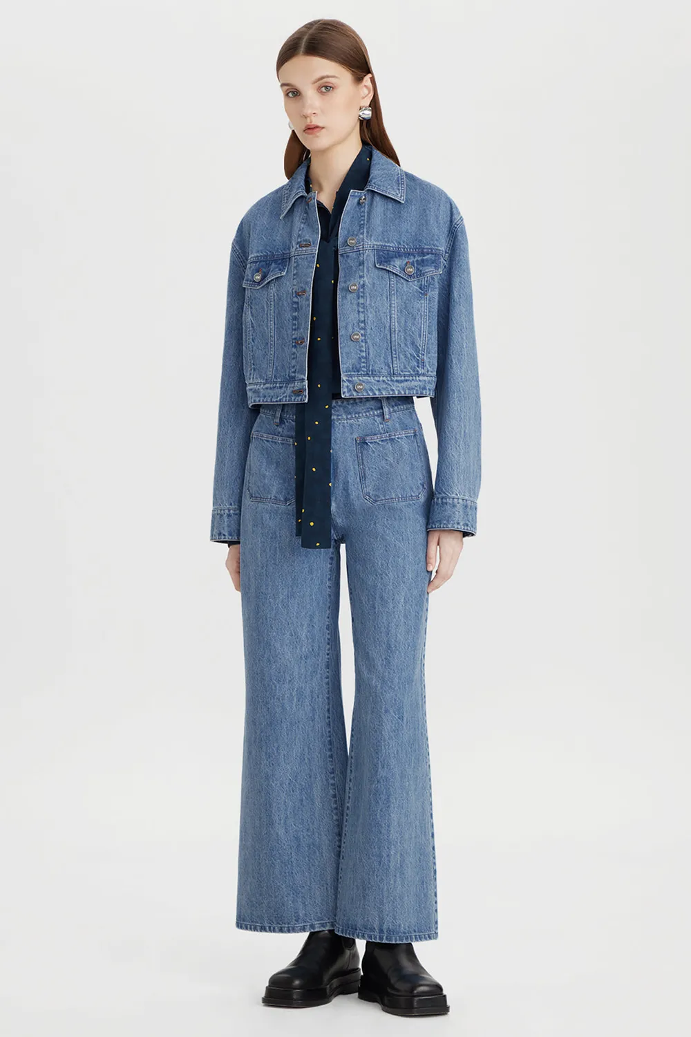 PORTS 1961 jeans utility palazzo indaco cotone