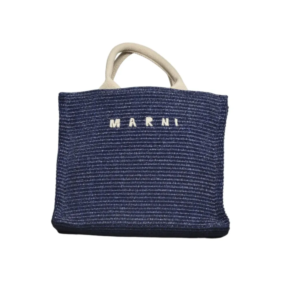 Marni SHMP0077U0P3860 shopping bag blu notte rafia