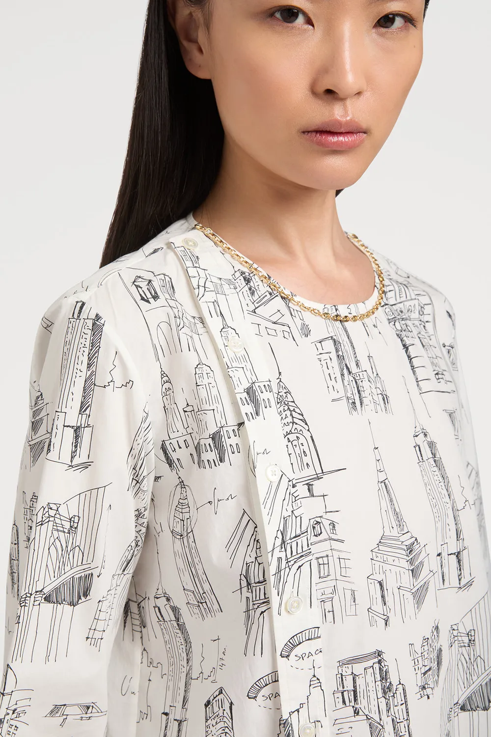 Ports 1961 Bauhaus Print Blouse blusa bianco e nero