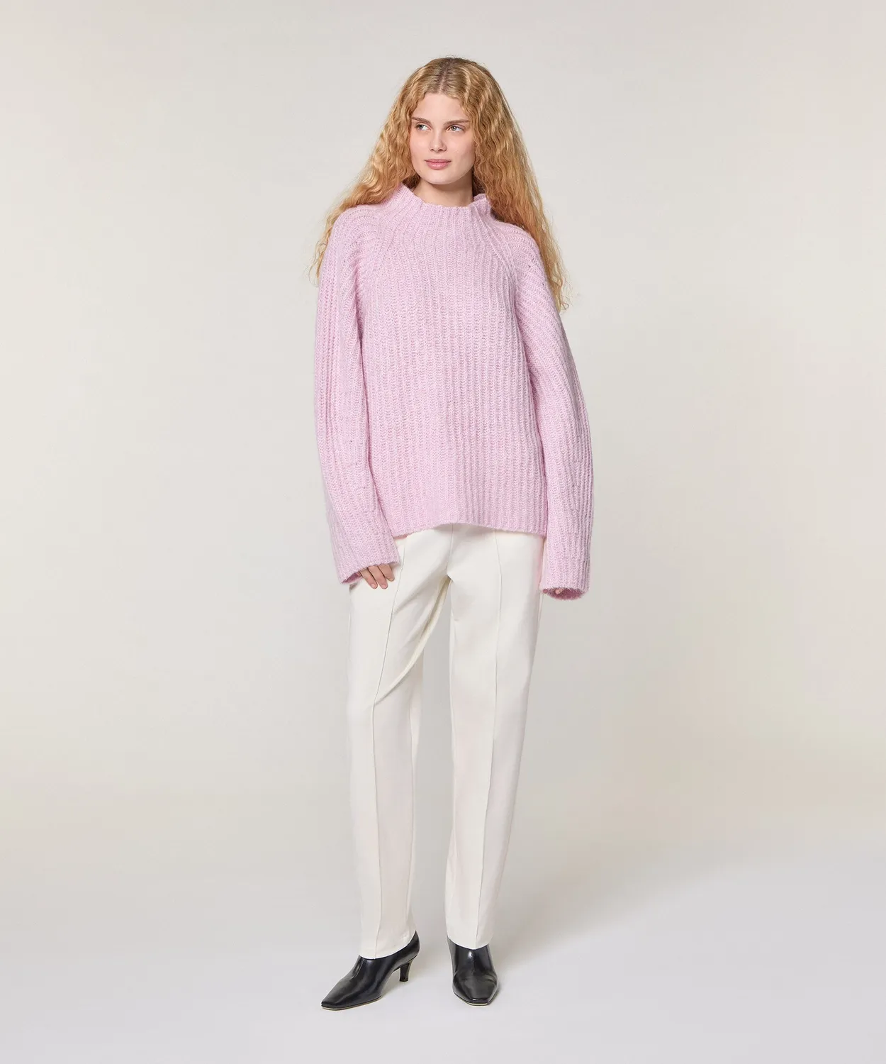 Rodier maglione oversize maglia grossa rosa pallido