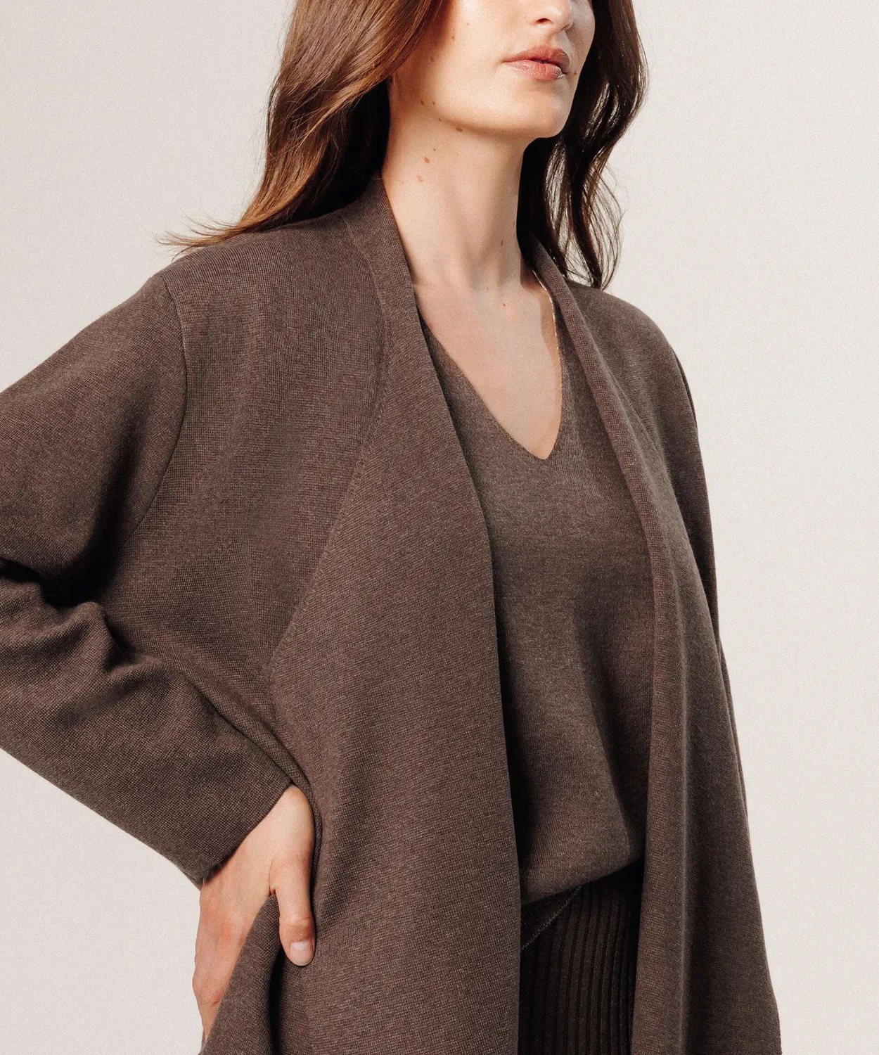 Rodier cardigan aperto oversize marrone havana