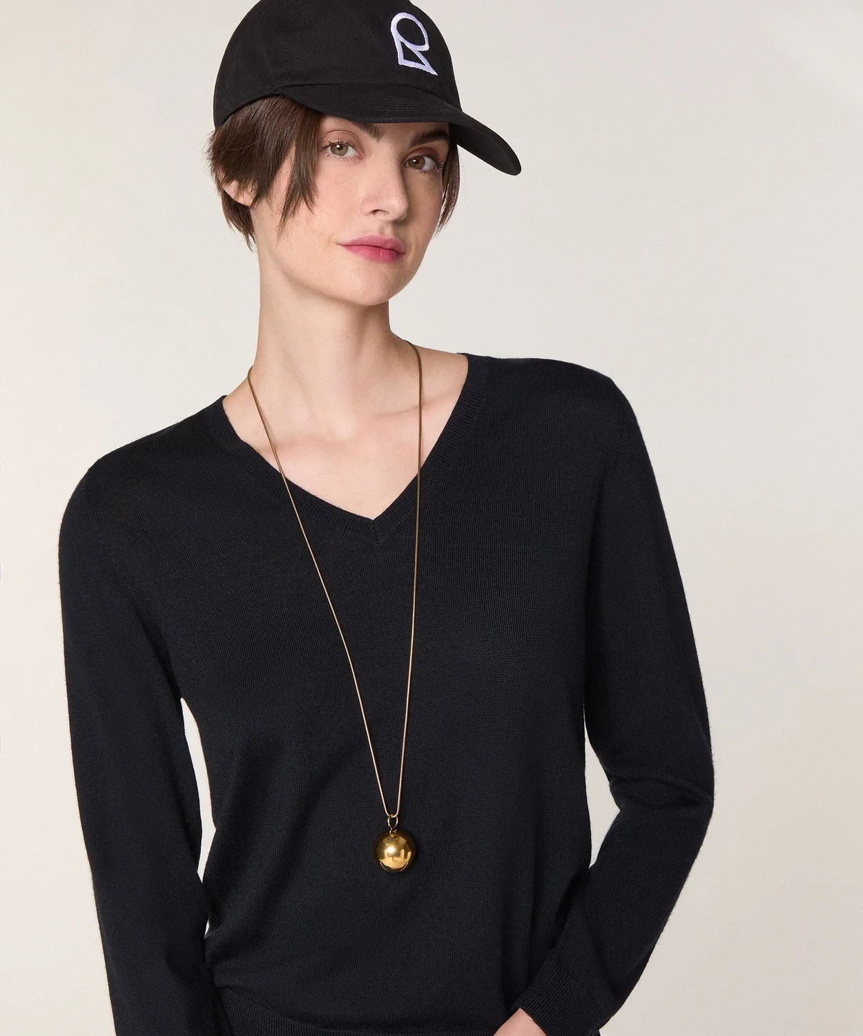 Rodier Maglione Lana Merino Scollo a V Nero