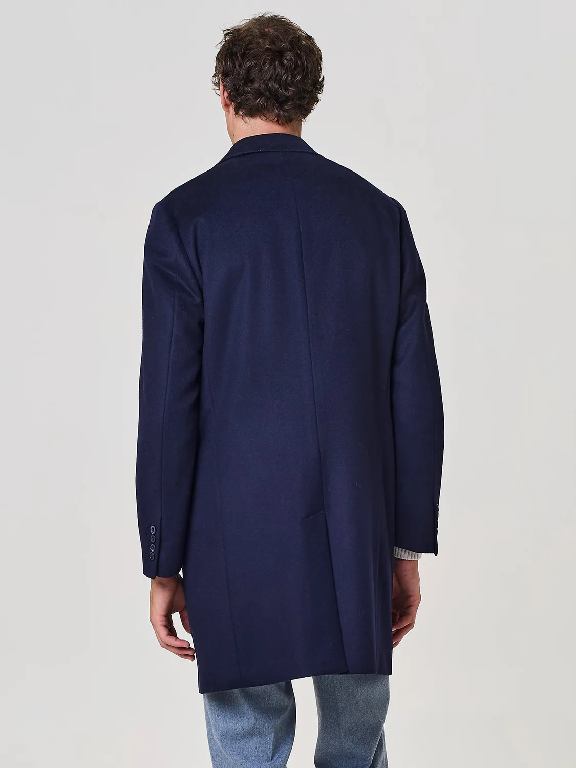Paul Taylor Cappotto Monopetto Cashmere Blu Puro Sfoderato