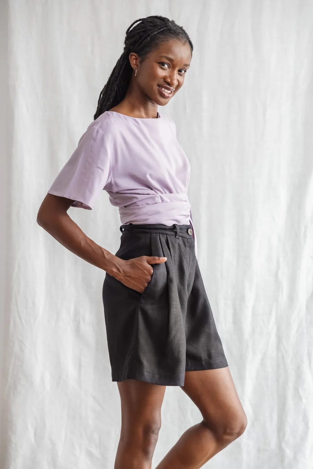 Jyoti Amaranth camicia viscosa lilla ecovero leggera incrociata
