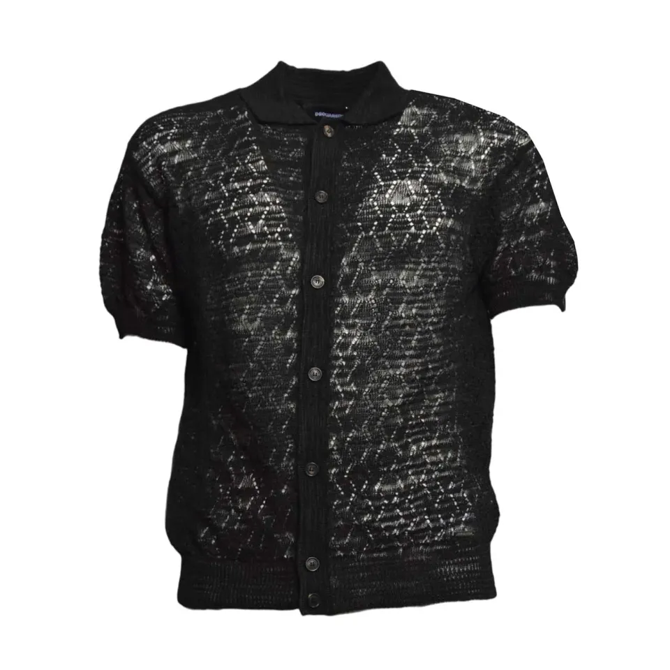Dsquared2 S74HA1631 cardigan nero lino uomo