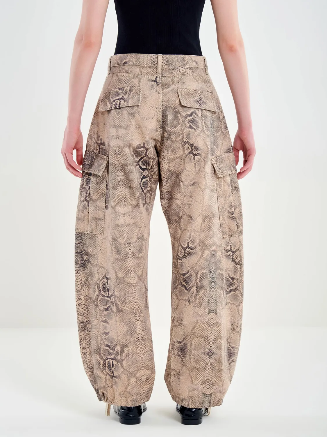 Vicolo Cargo Pitonato pantaloni cargo beige barrel fit