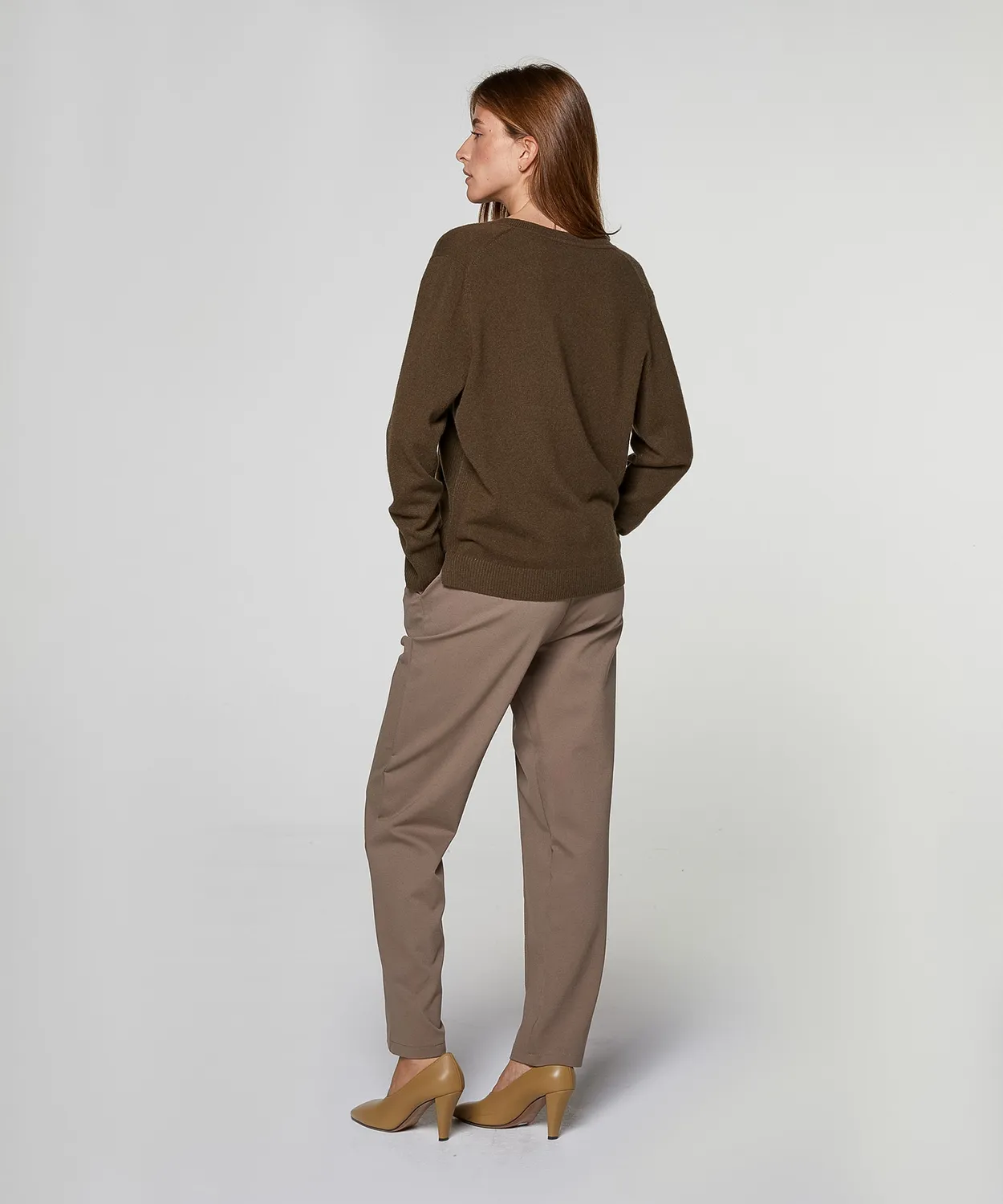 Rodier maglione cachemire donna collo tunisino kaki