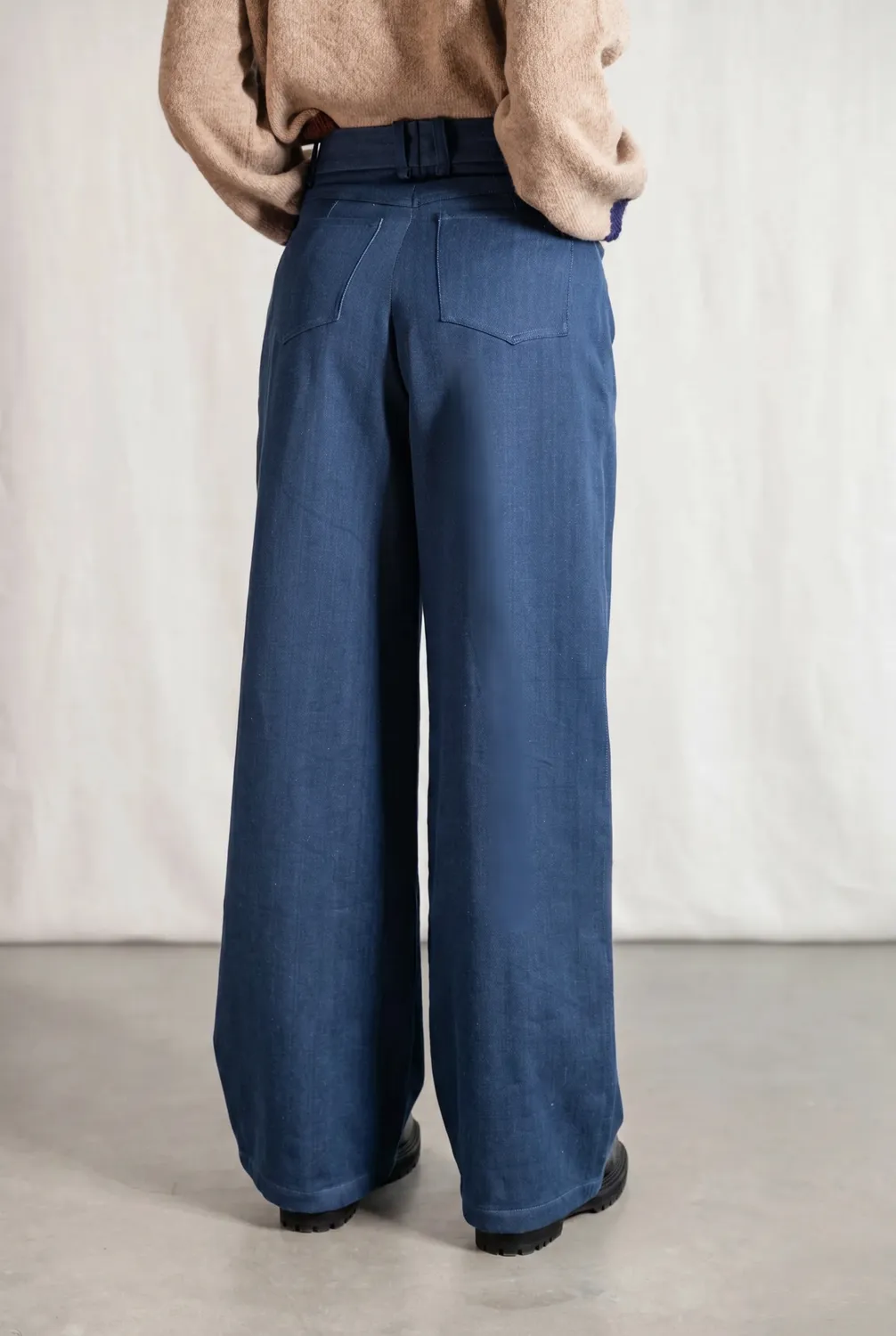 Jyoti Tarani jeans denim cotone vita alta larghi