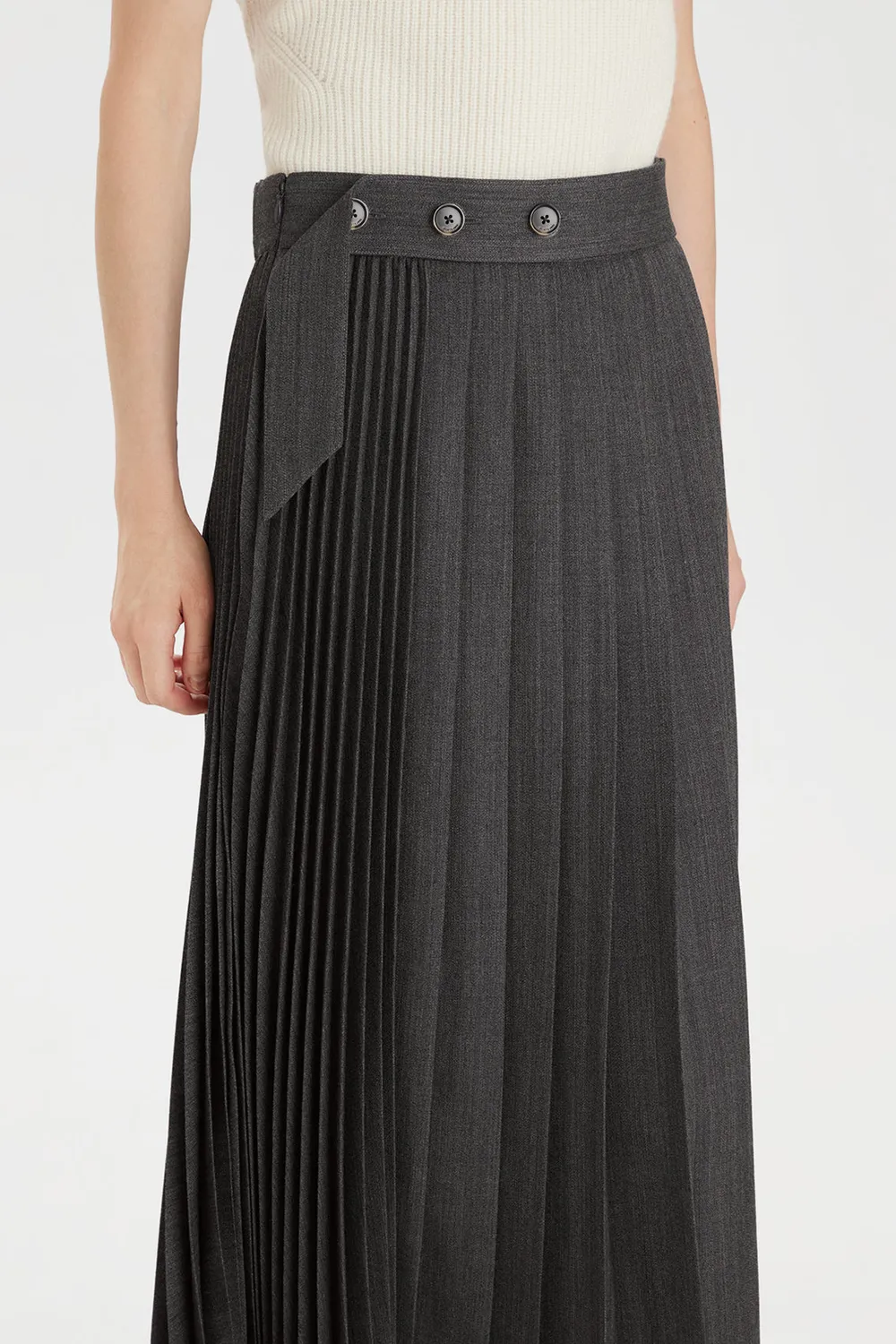 PORTS PW426XXL03 gonna plissettata midi grigio lana
