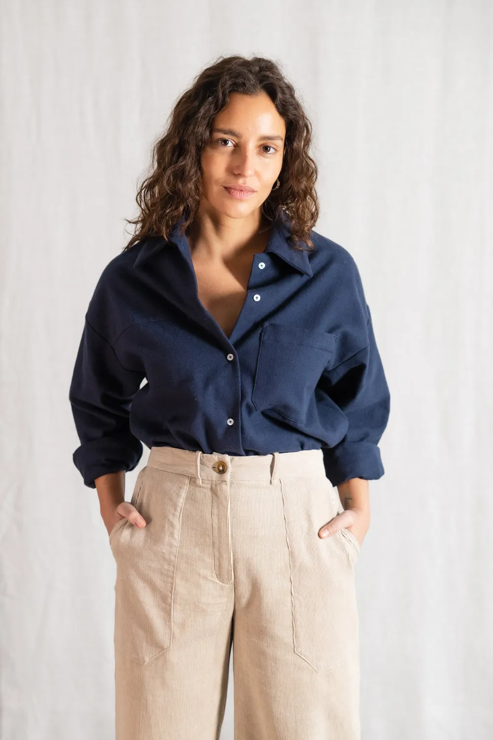Jyoti Ashrit Grey-Blue camicia flanella